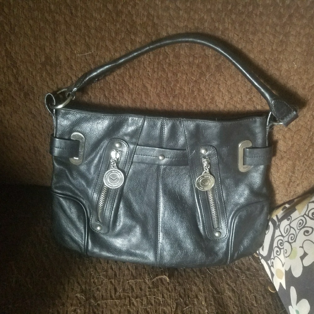 Via Spiga Black Leather Bag w/Silver Hardware